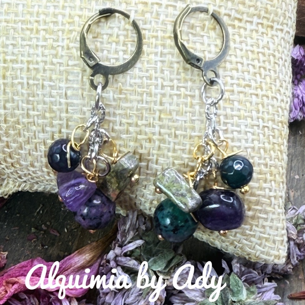 Fall glam big cluster gemstones earrings